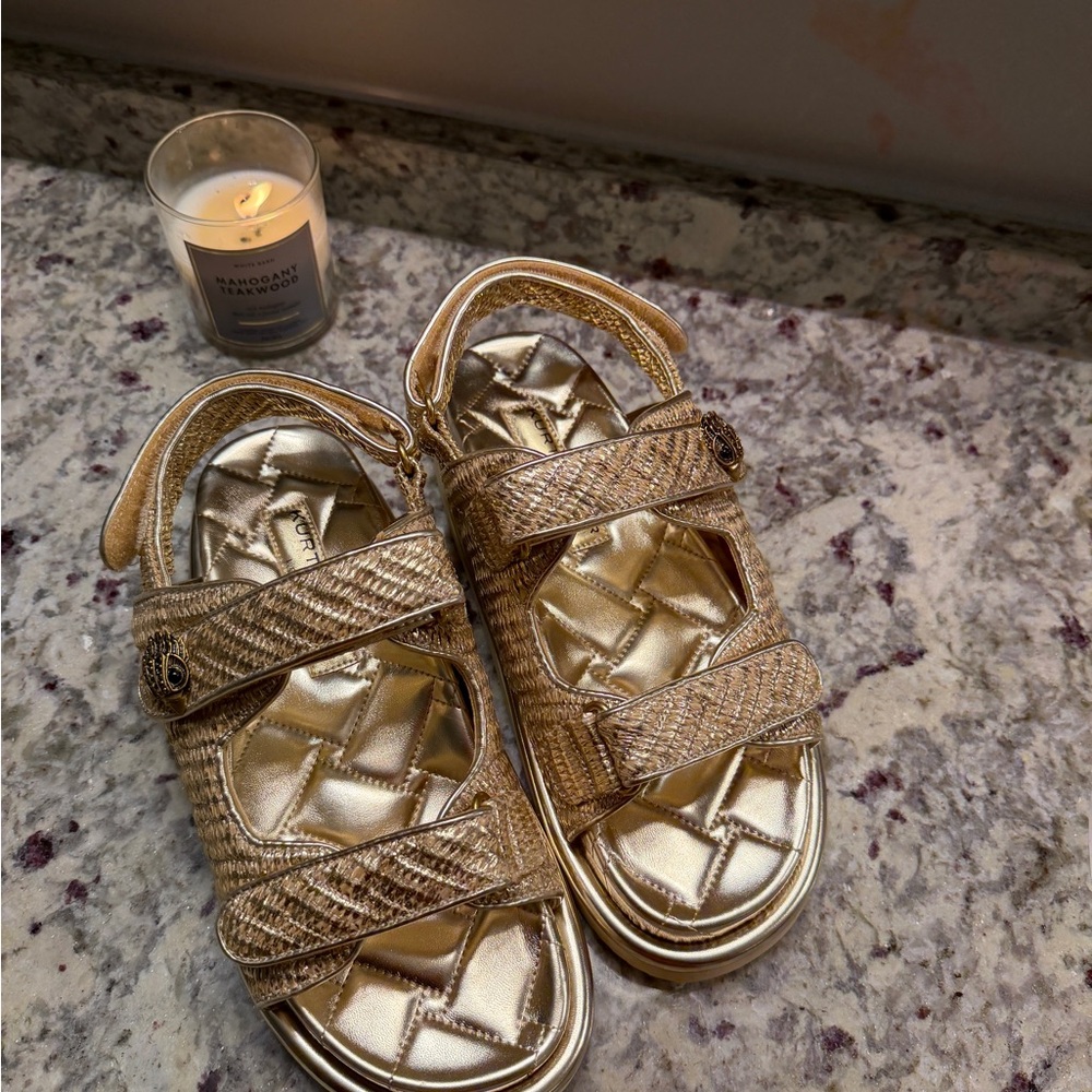 Kurt Geiger Metallic Gold Quilted Slide Sandals 38.5 - Picture 3 of 10